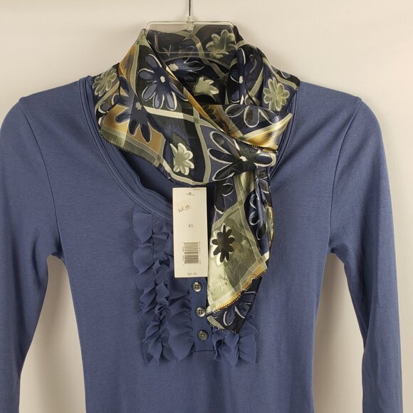 Banana Republic XS Blue Ruffle Buttons Womens Top Blouse Long Sleeve NWT - Picture 15 of 15